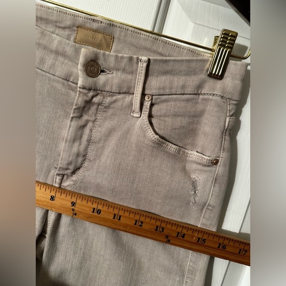 MOTHER The Looker Crop 24 Warm Taupe Beige Skinny Stretch Light Destroy MADE USA - Picture 11 of 15